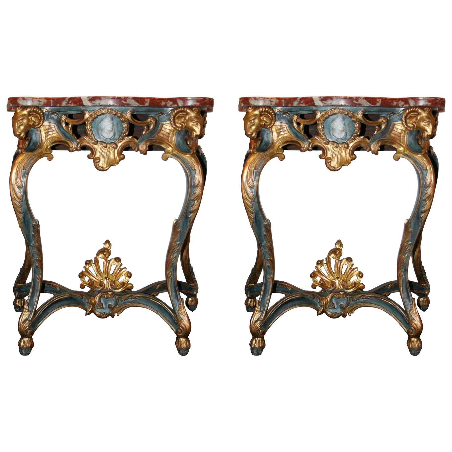 Pair of Early 19th Century French Consoles For Sale
