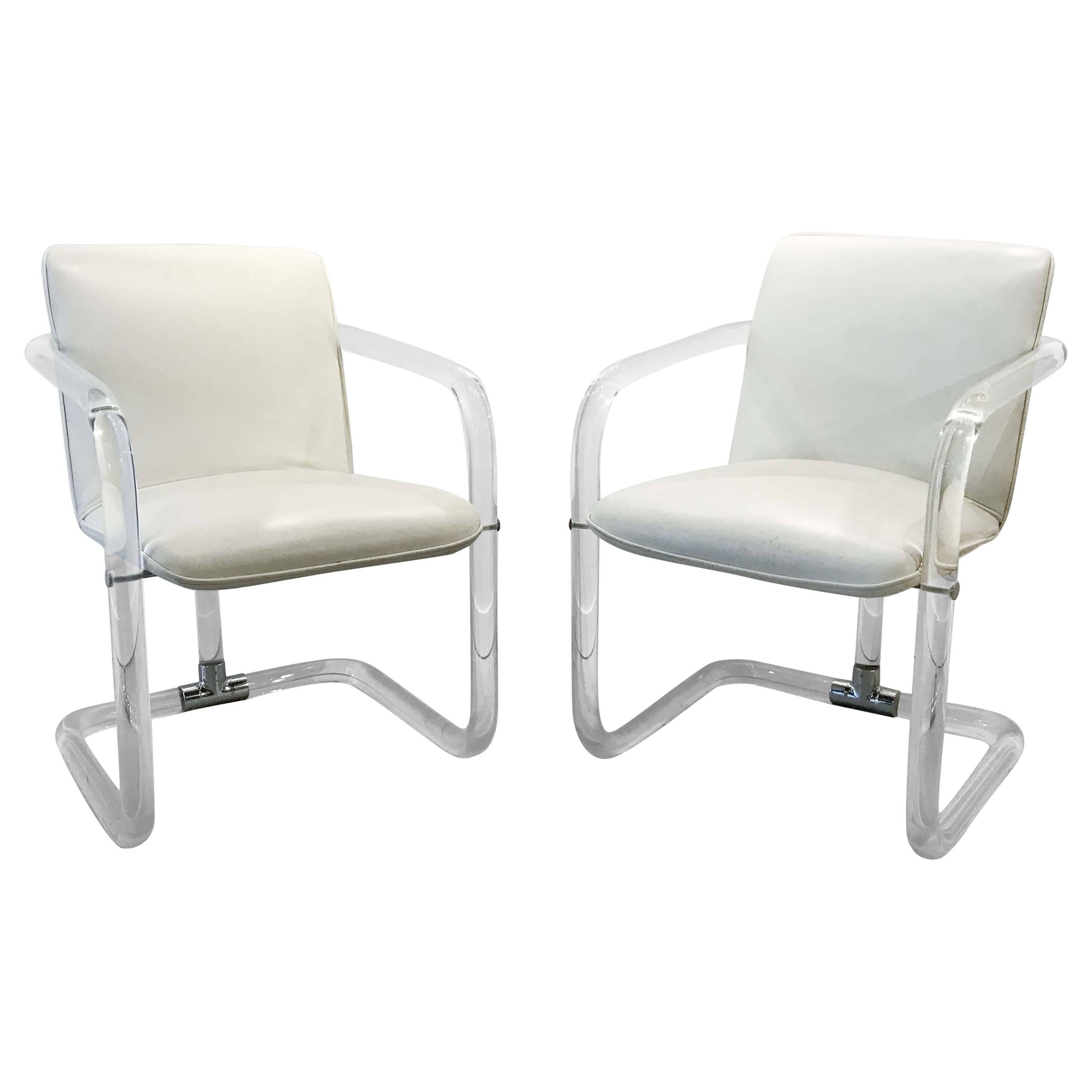Pair of Lucite Armchairs by Leon Frost For Sale