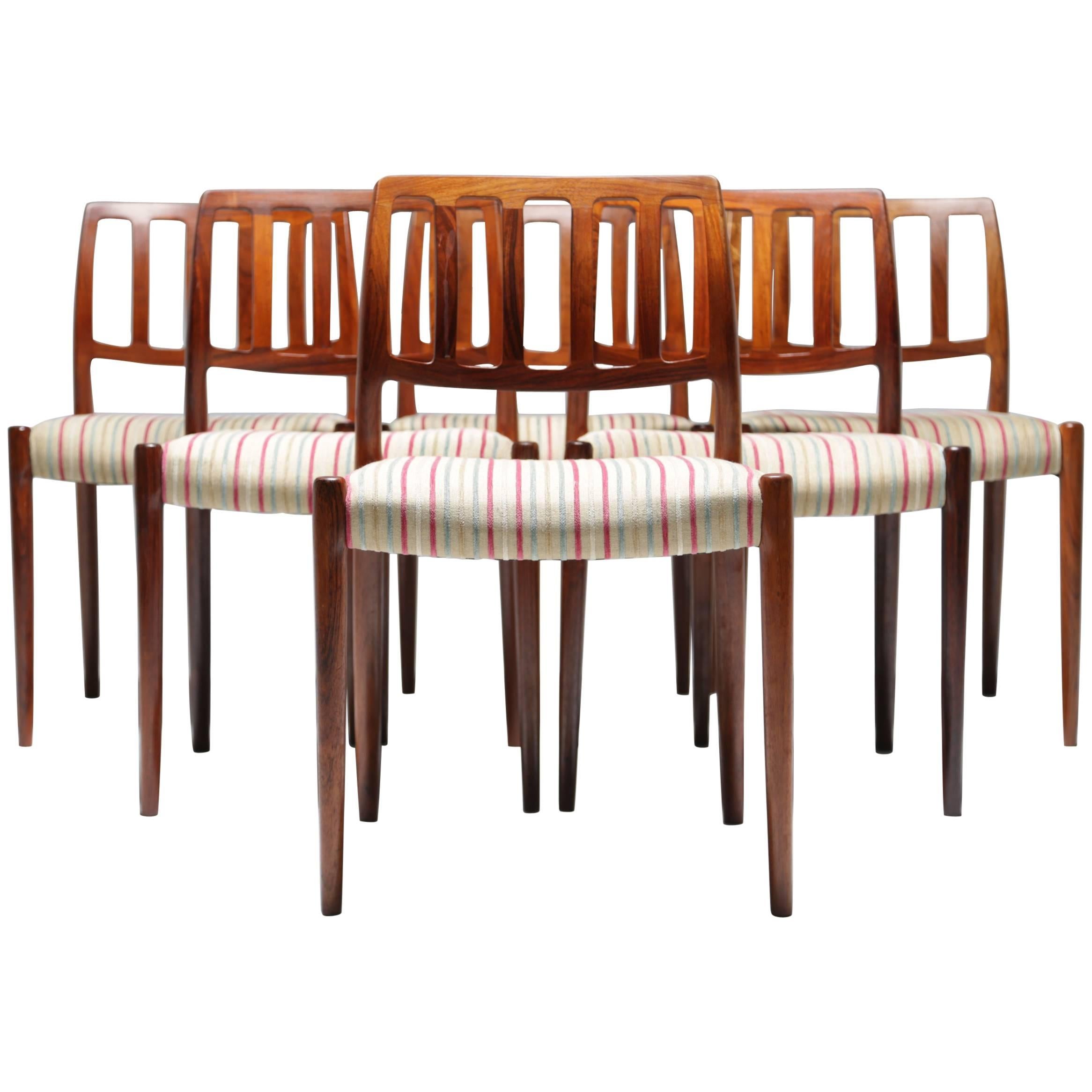 Niels O Moller Rosewood Dining Chairs, Model 83, Set of Six, Denmark