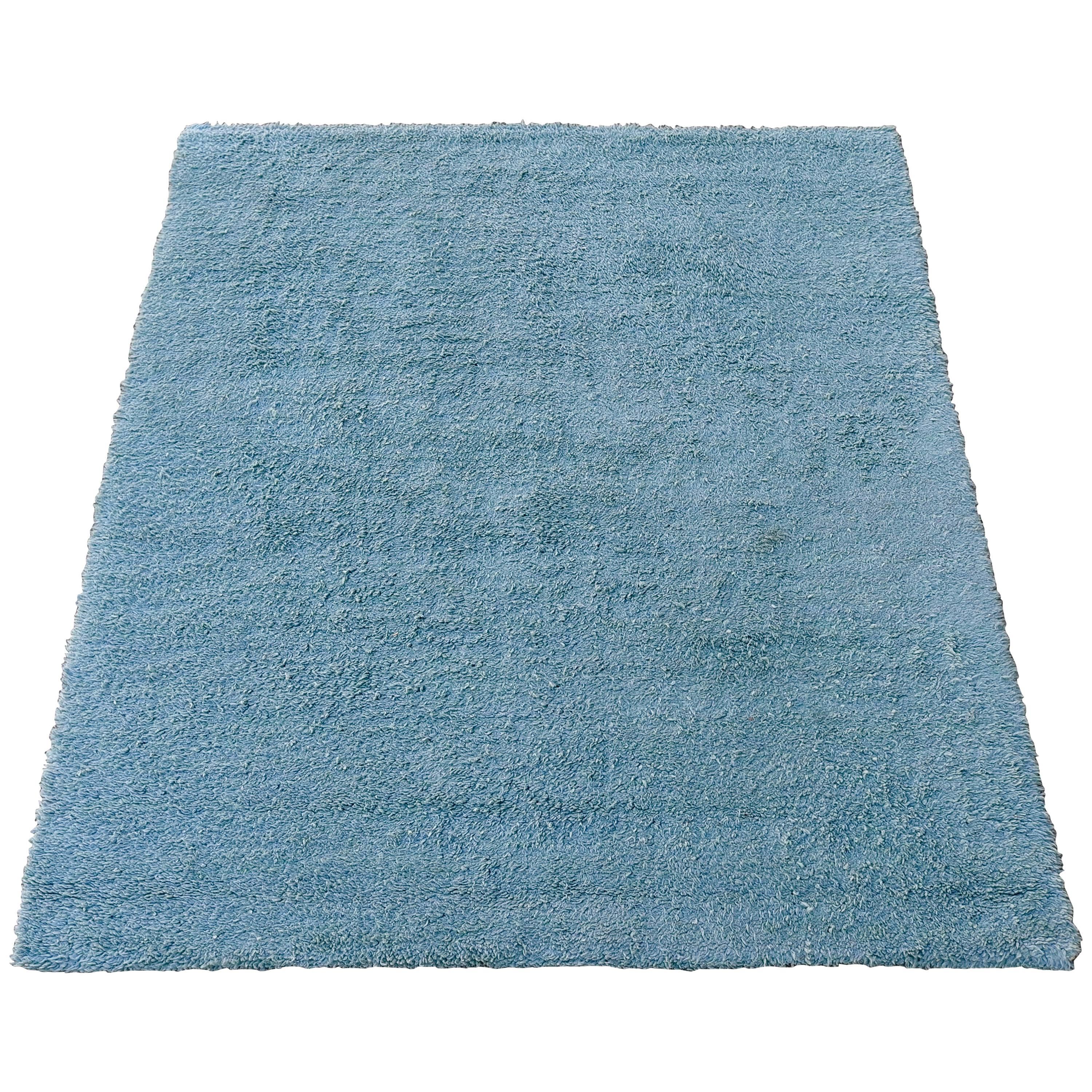 Teppich aus blauer Petrolwolle , 1950er Jahre