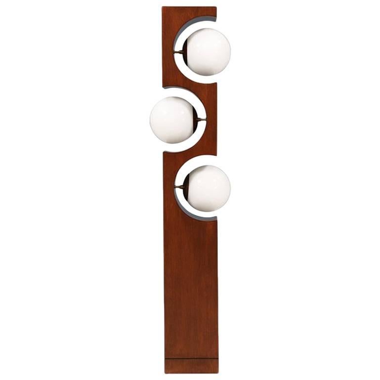 Midcentury Three-Globe Geometric Floor Lamp