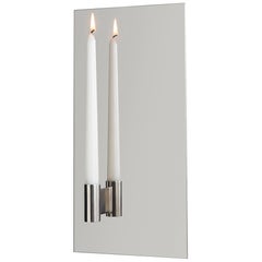 Contemporary Modern Mirror Polished Stainless Steel Candle Wall Scone, in Stock