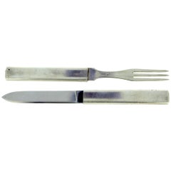 Louis Vuitton silver travelling knife and fork travelling kit - France C.1940