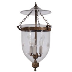 Antique English Bell Jar Lantern with Star Etching