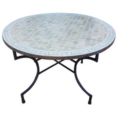 Round Moroccan Mosaic Table, Natural / White