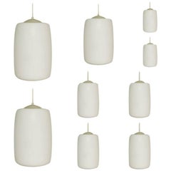 Large Stock, Set of 42 Opaline Glass Pendant Lights, Netherlands, 1960s