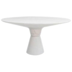 Demarco Dining Table in Solid Hewn White Marble