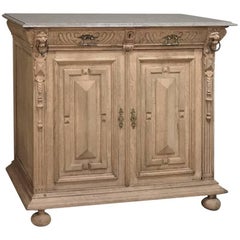 19th Century Renaissance Marble Top Buffet with Carved Lions