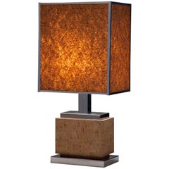 French Vintage Modern Cork Lamp with Rare Shade