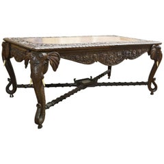 Raj Carved Elephant Table