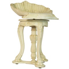 Sculptural Italian Neoclassical Carved and Painted Shell Swivel Stool