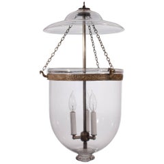 Large 19th Century English Clear Glass Bell Jar Lantern