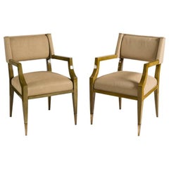 Attributed to Raphaël, Pair of Green Armchairs, France