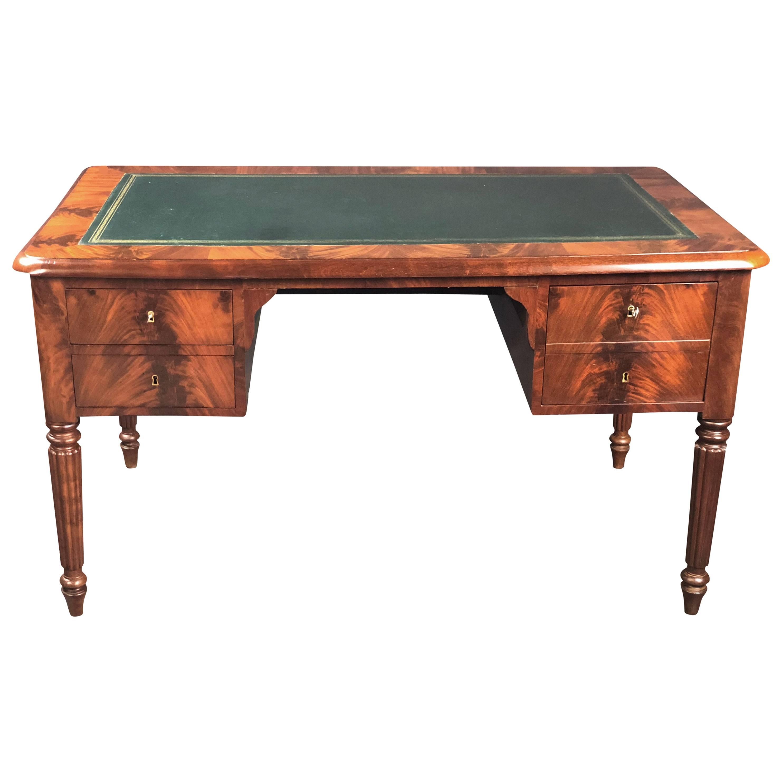 Desk 19th Century French Louis Philippe Period Flame Mahogany
