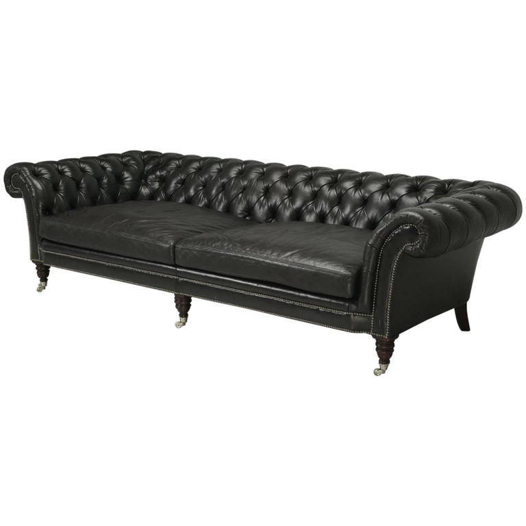 Ralph Lauren" Black leather Chesterfield Style Sofa from Paris at 1stDibs