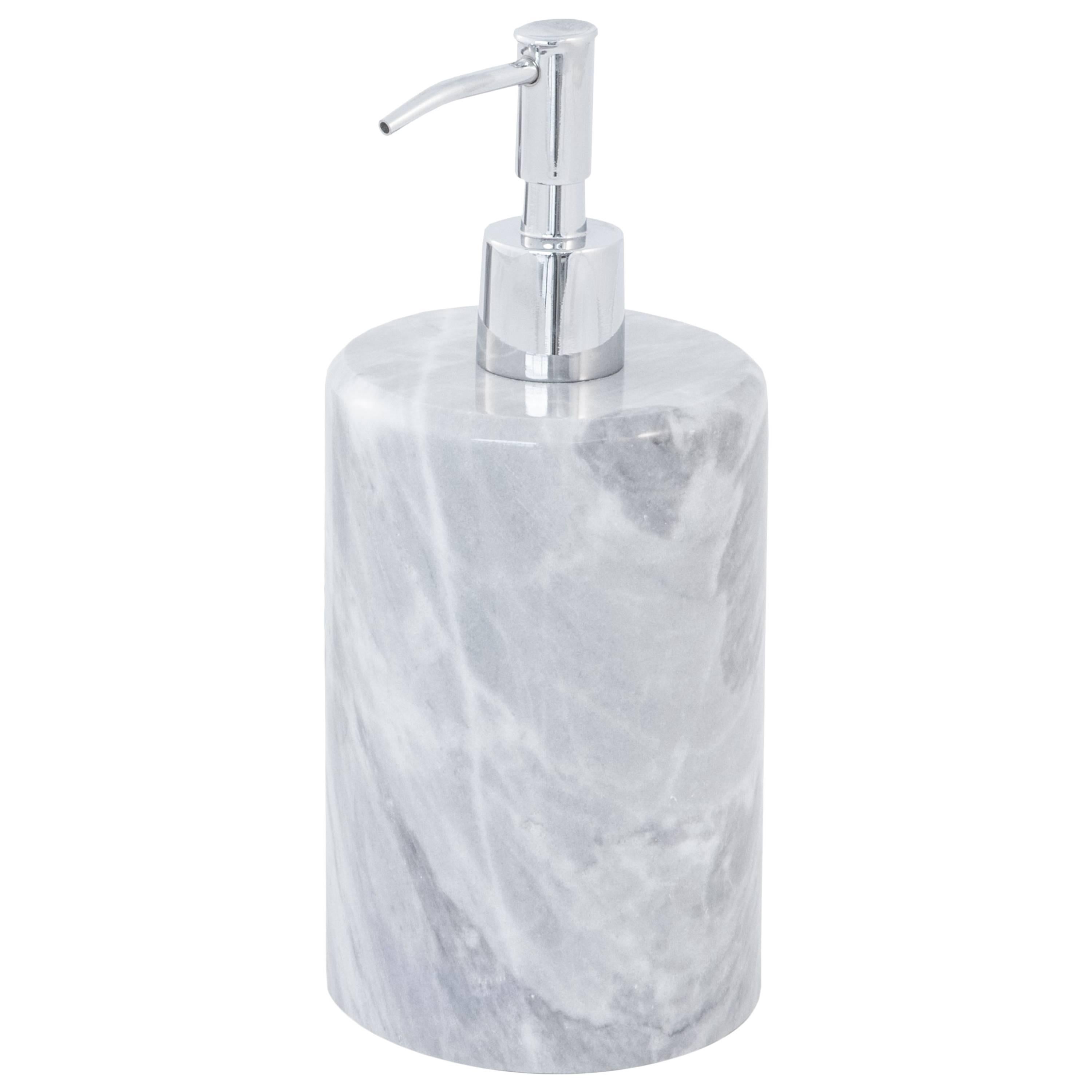 Handmade Rounded Soap Dispenser in Grey Bardiglio Marble For Sale