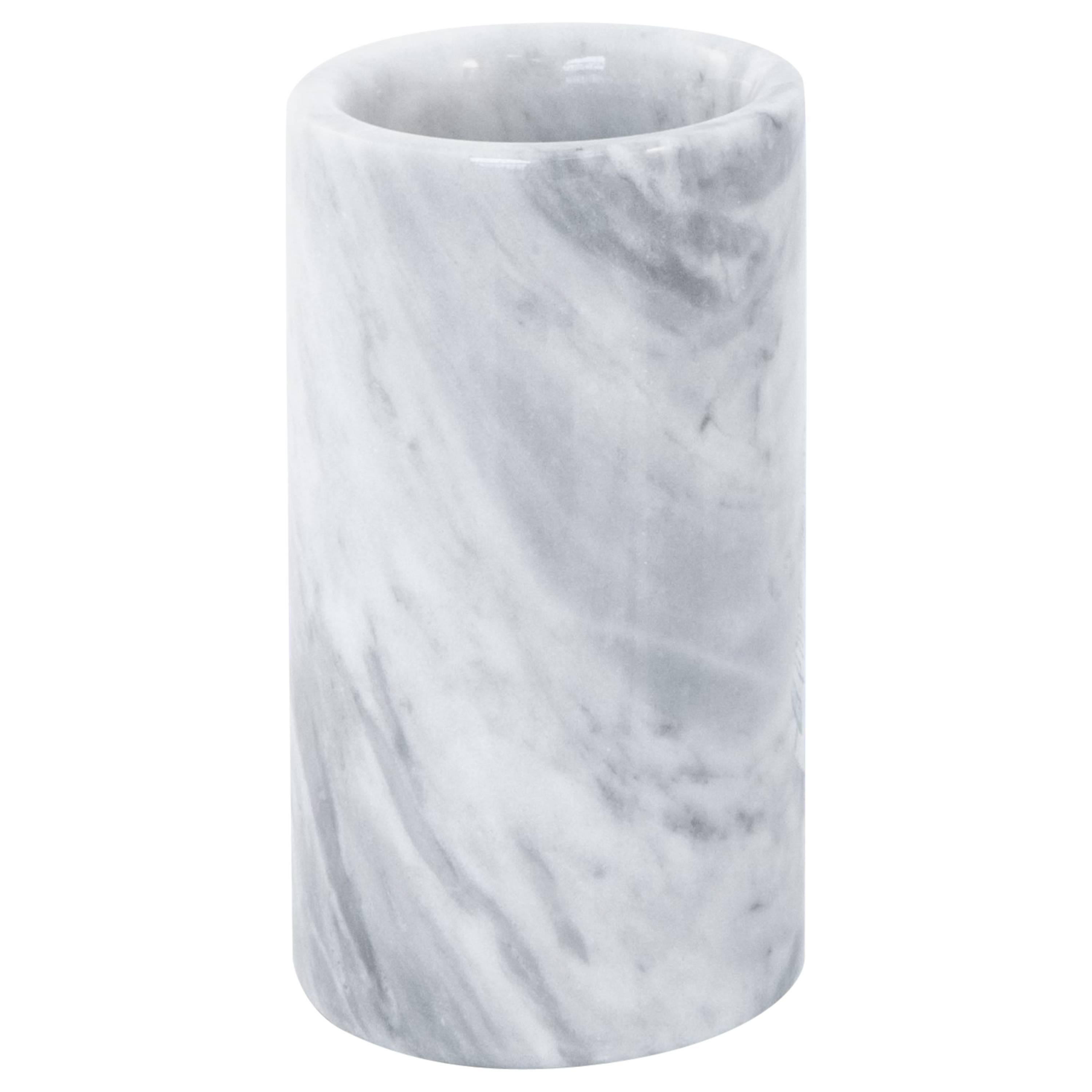 Rounded Toothbrush Holder in Grey Marble