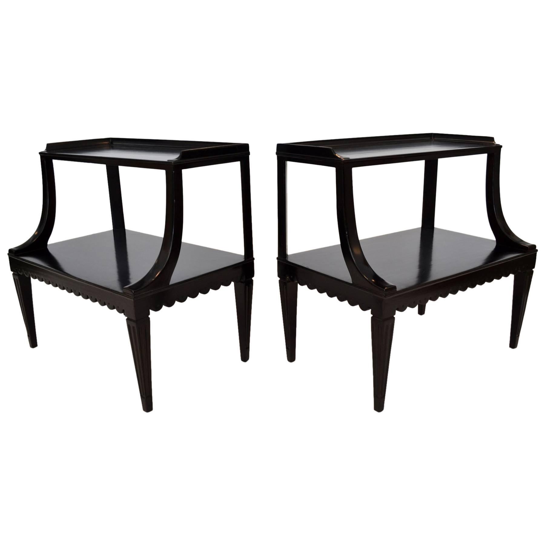 Pair of Ebony Side End Occasional Tables by Dunbar Wormley Midcentury 2275