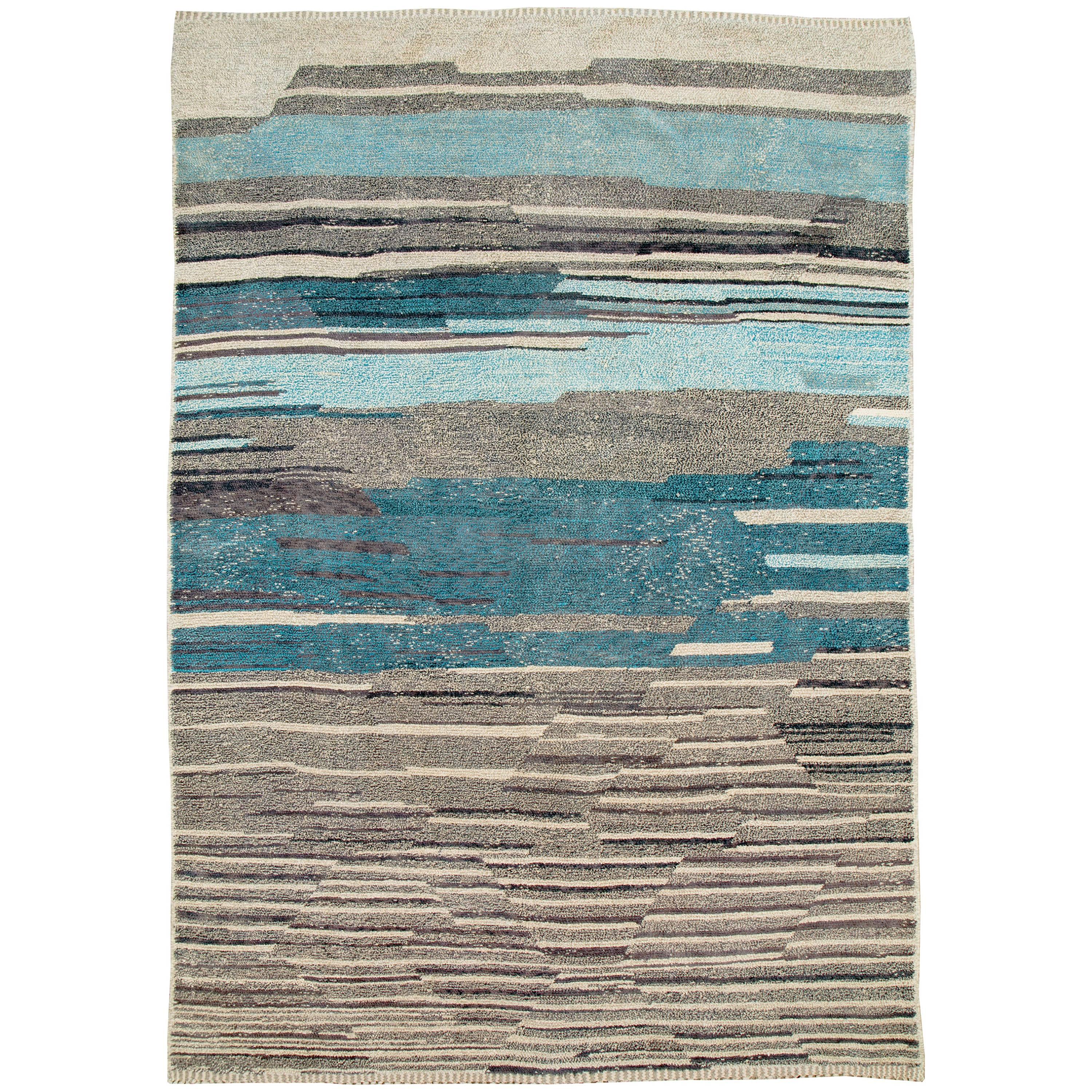 Modern Moroccan Room Size Area Rug For Sale