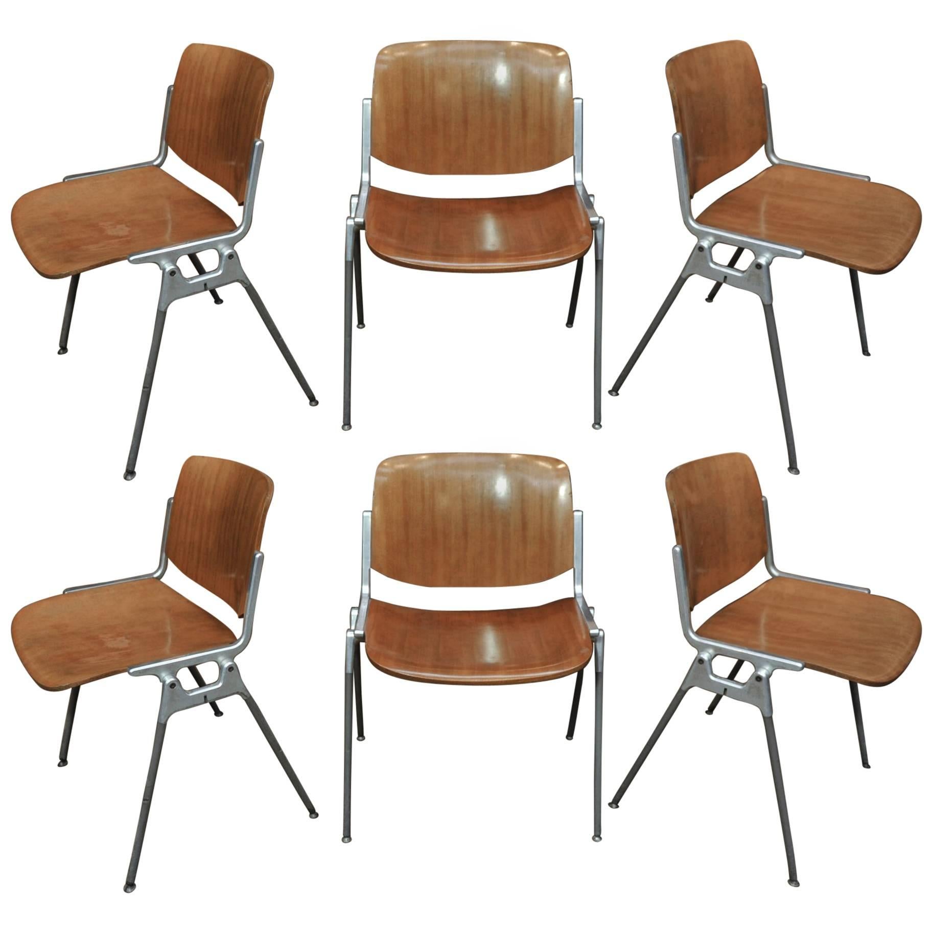 6 Stacking Chairs by Giancarlo Piretti for Castelli 1960s