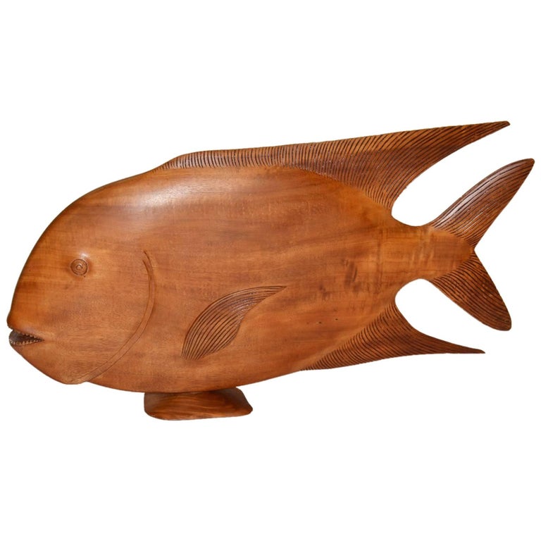 Monumental Brazilian Wood Carving of a Fish For Sale at 1stdibs