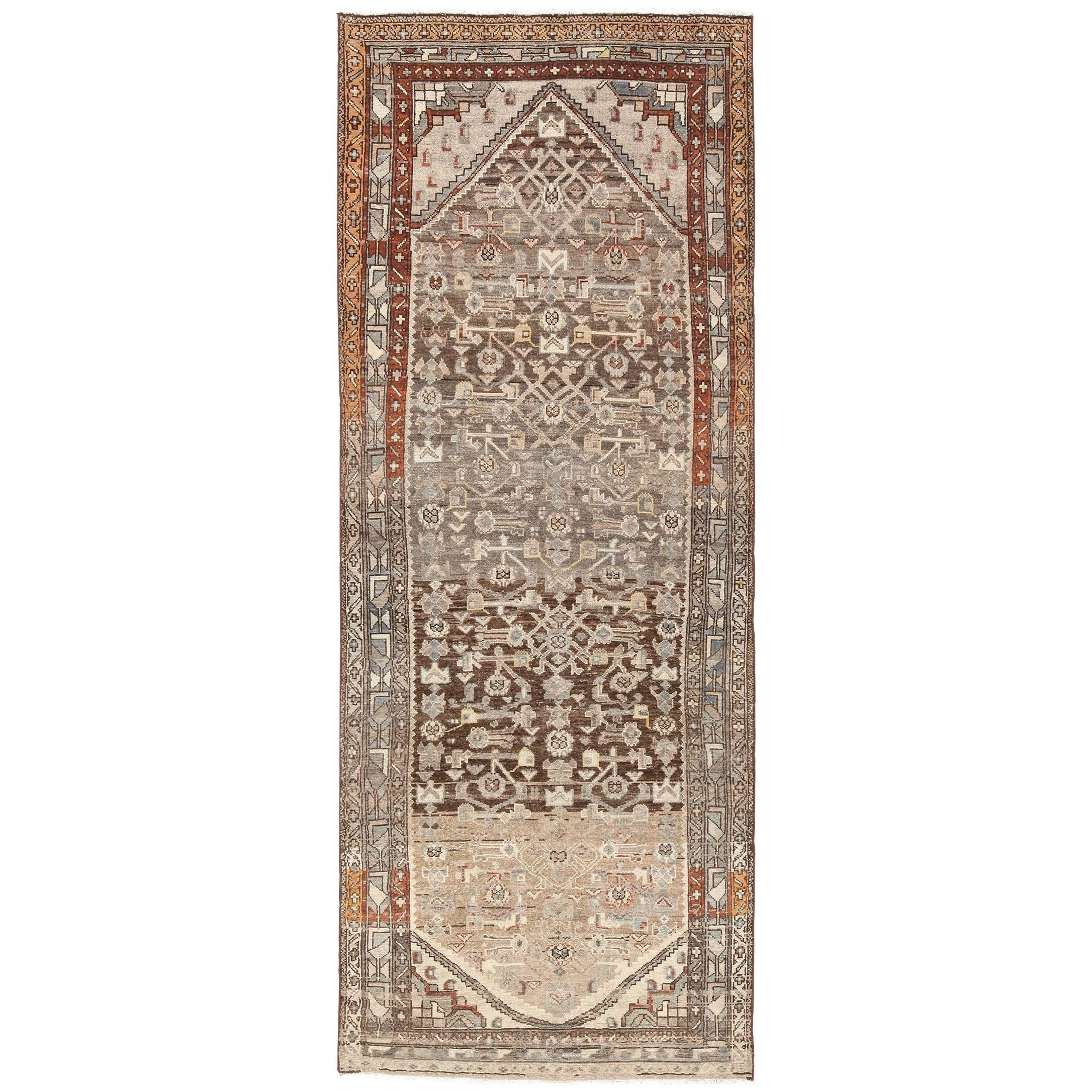 Geometric Design Antique Tribal Malayer Persian Runner Rug
