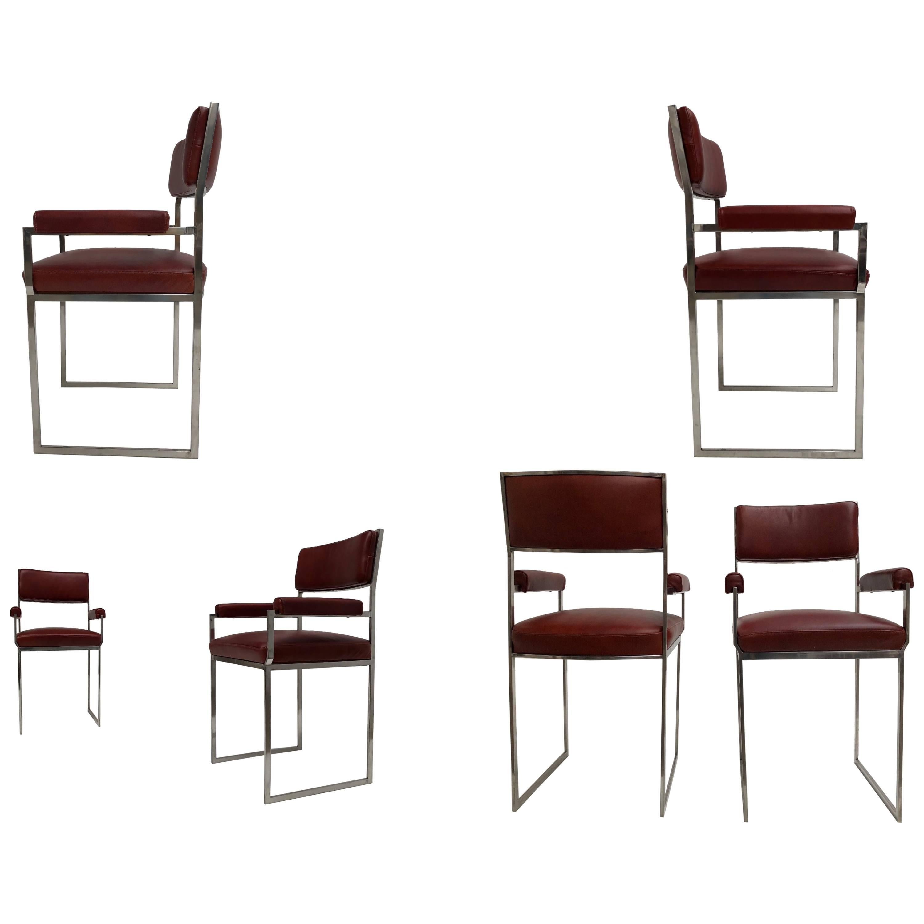 Eight Exquisite Willy Rizzo Carver Dining Chairs, 1970, Published Casa Vogue