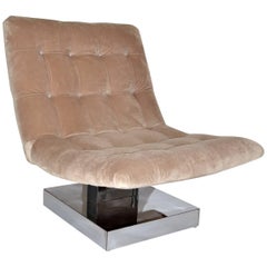 Vintage Milo Baughman Mohair Scoop Lounge Chair for Thayer Coggin, 1980