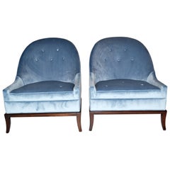 Pair of Rare Slipper or Lounge Chairs by T.H. Robsjohn-Gibbings for Widdicomb