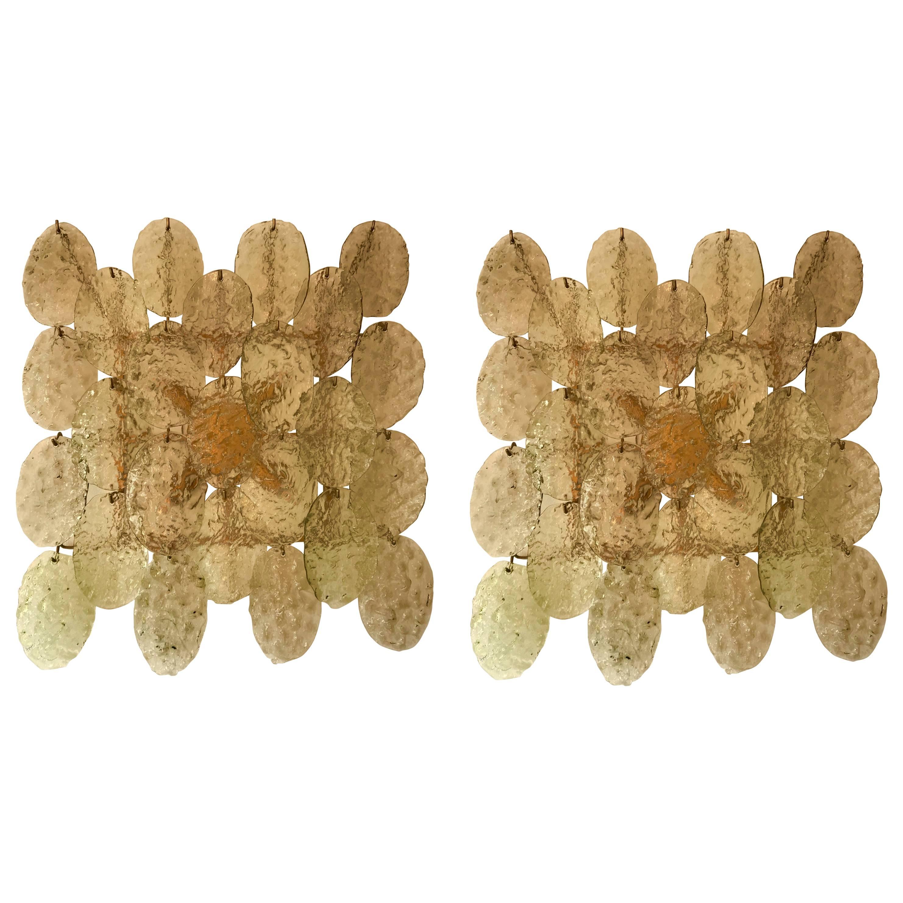 Pair of Sconces Murano Glass by Vistosi, Italy, 1970s