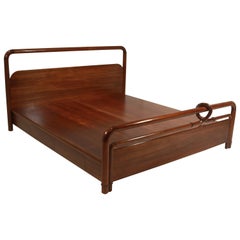Carved Teak and Bentwood Craftsman Revolution Style Platform Bed