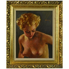Erotic Nude by Pal Fried, Hungarian 1893-1976, Oil on Panel, Stunning
