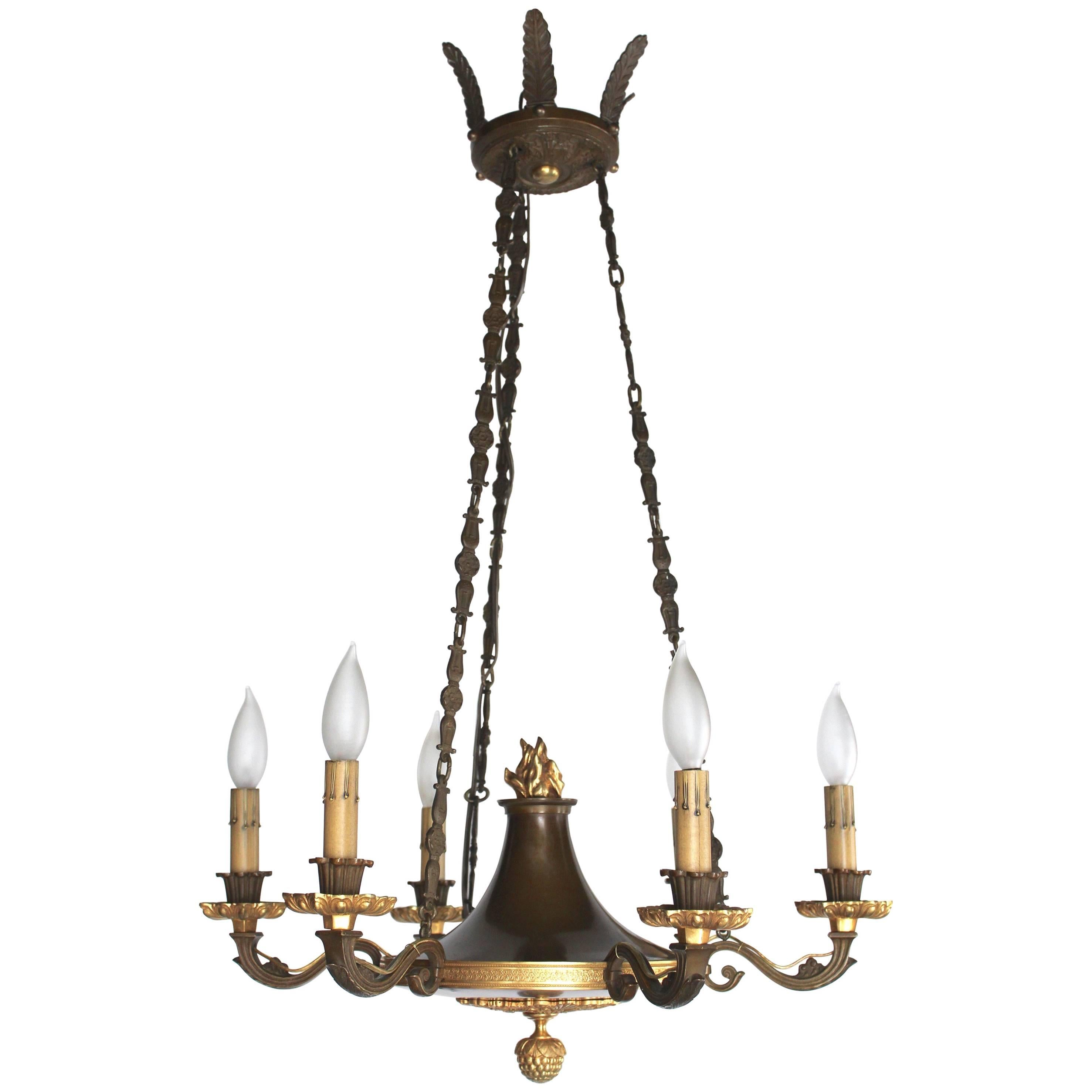 French Empire Period Chandelier with Six Lights For Sale