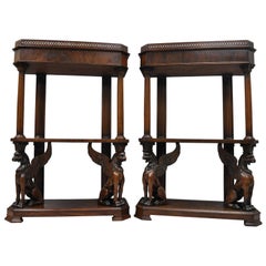Pair of Mahogany Regency Style Carved Griffin Bookcase Curio Stands Horner Style