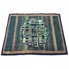 Aubusson ? Hand-made woolen carpet  with monogram circa 1960.
