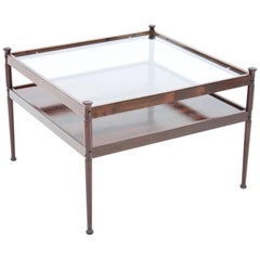 Skandinavischer Couchtisch aus Glas und Holz, 1960er Jahre