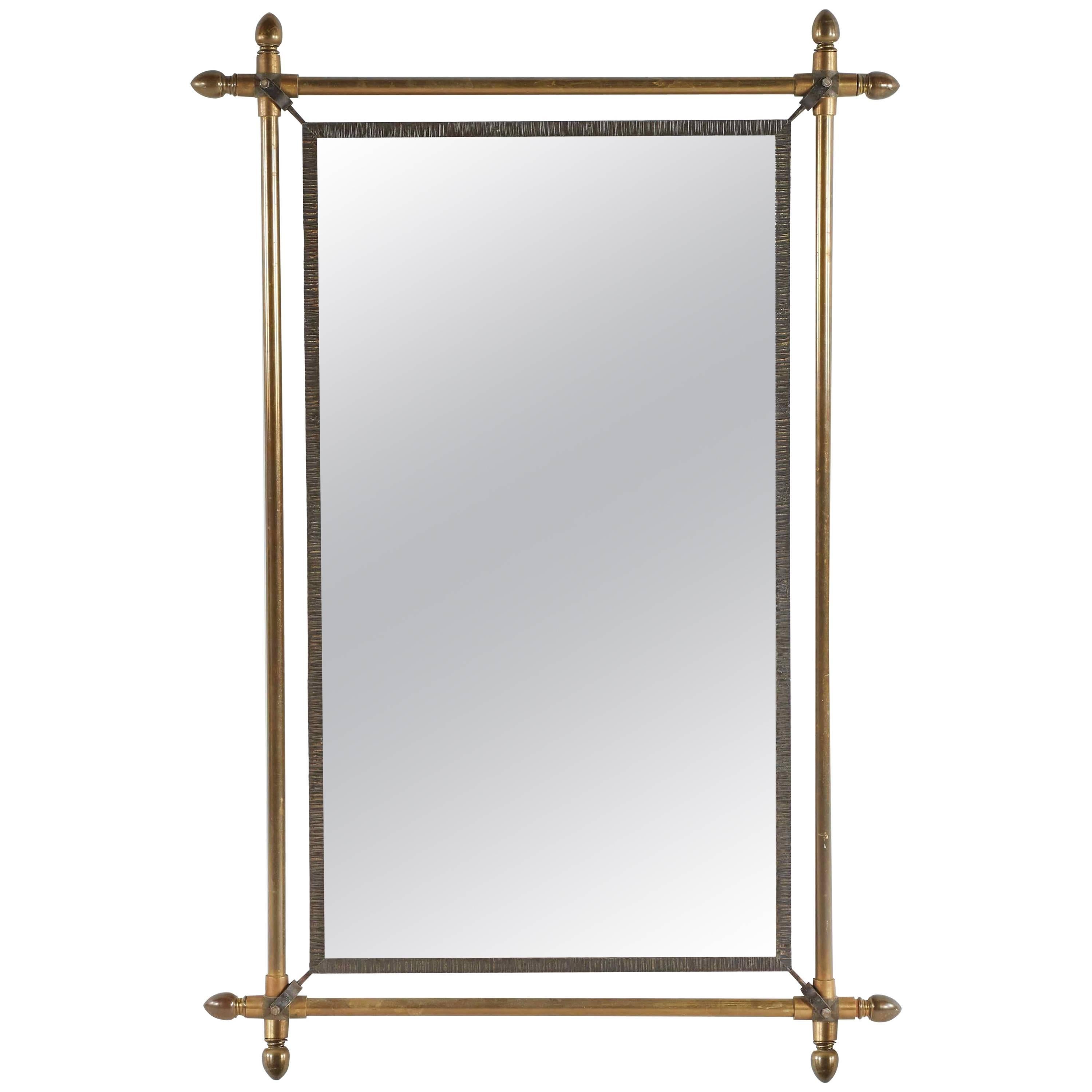 Large Metal and Brass Mirror from Late 19th Century France
