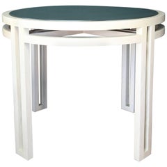 1980s White and Leather Center Table