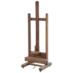 Large Wooden Artist's Easel from Late 19th Century France 