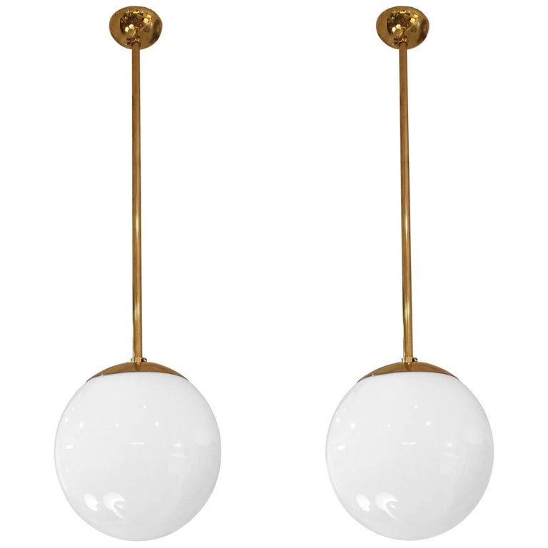 Pair Of Midcentury Brass And Glass Globe Ceiling Lights For At Pair Of Midcentury Brass And Glass Globe Ceiling Lights For