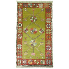 Vintage Turkish Anatolian Green Rug