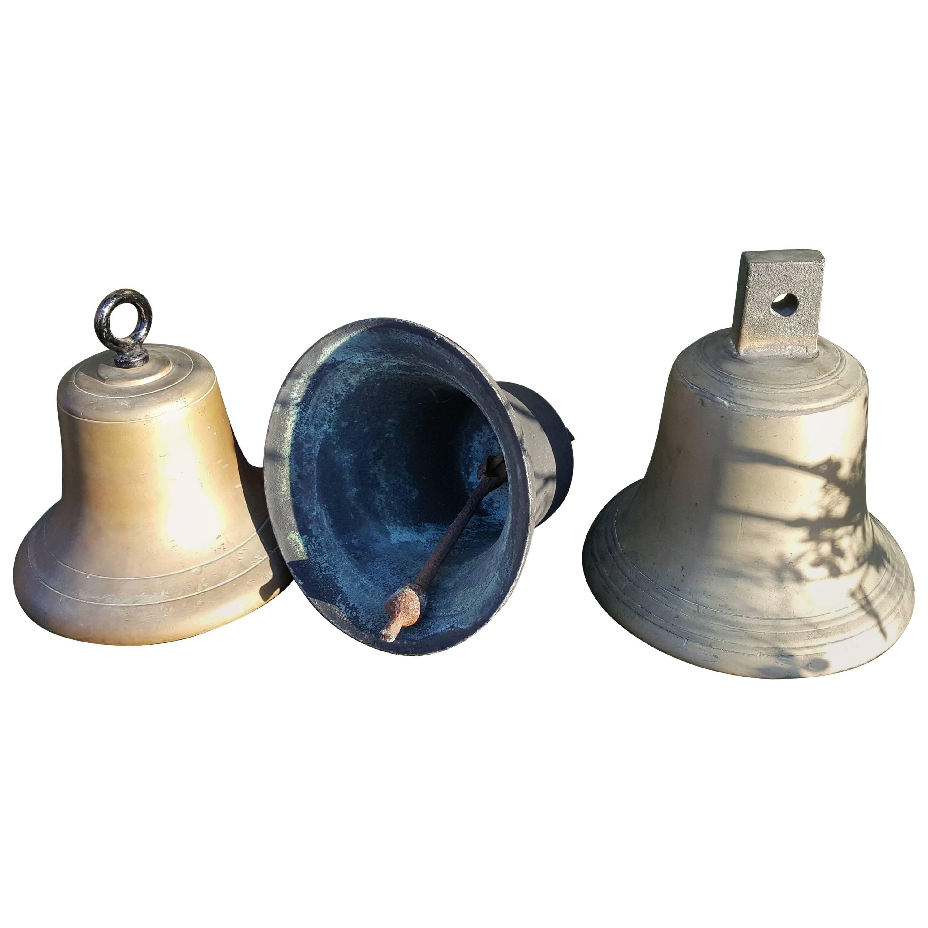 Collection of Three Bronze Bells For Sale