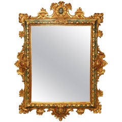 18th Century Italian Giltwood and Polychrome Mirror