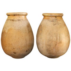 Pair of Large 18th Century Biot Olive Oil Jars from a Farm in Toulon, France