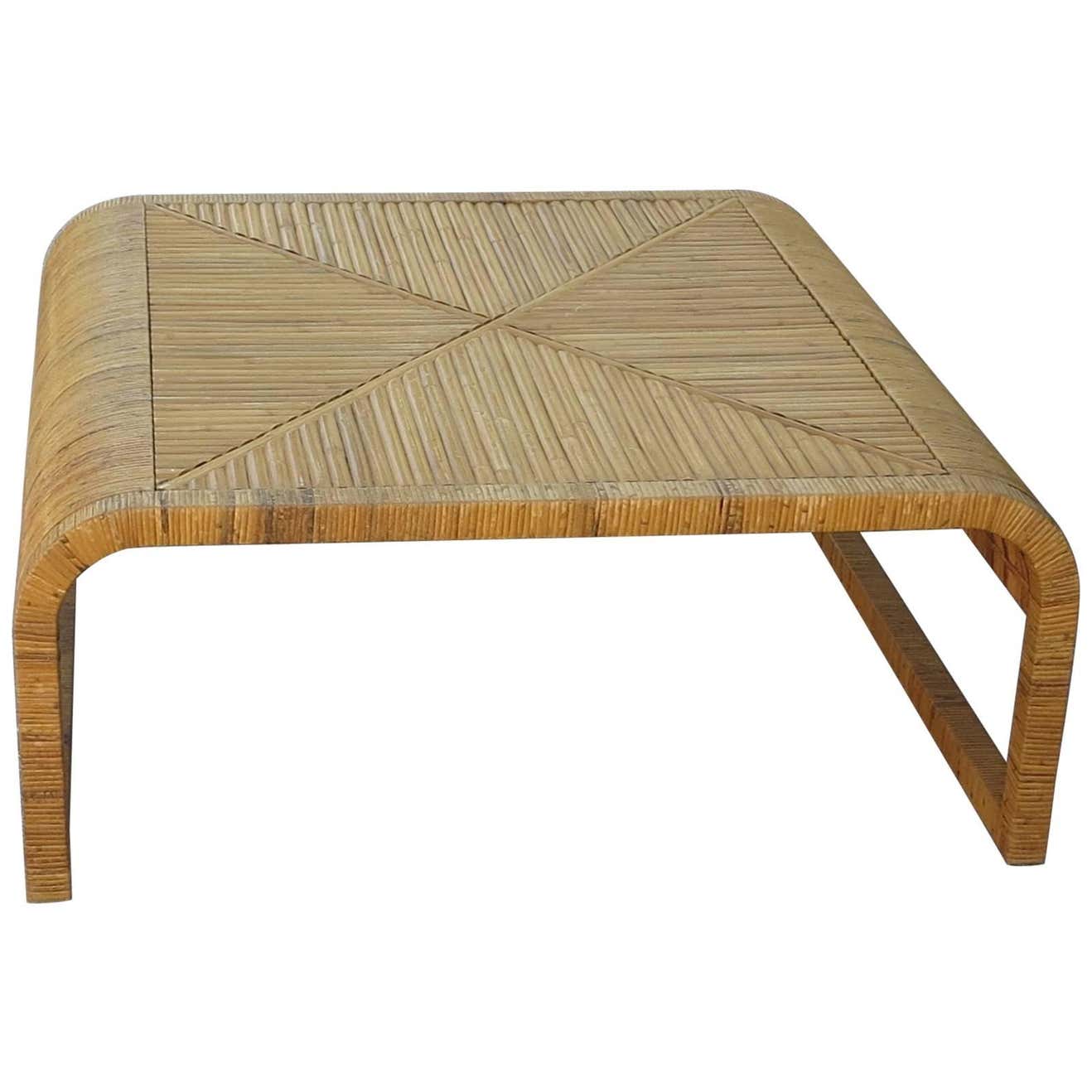 Rattan and cane coffee table 1980s For Sale at 1stDibs