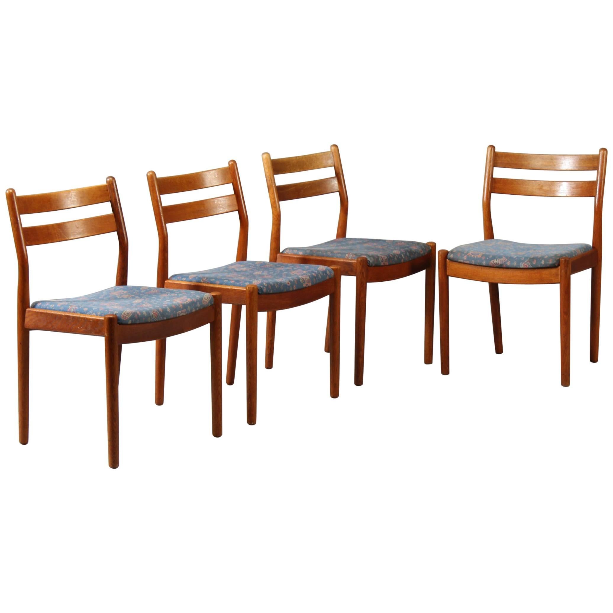 1960s Set of Four Reupholstered Danish Dining Chairs Model J61 by Poul Volther