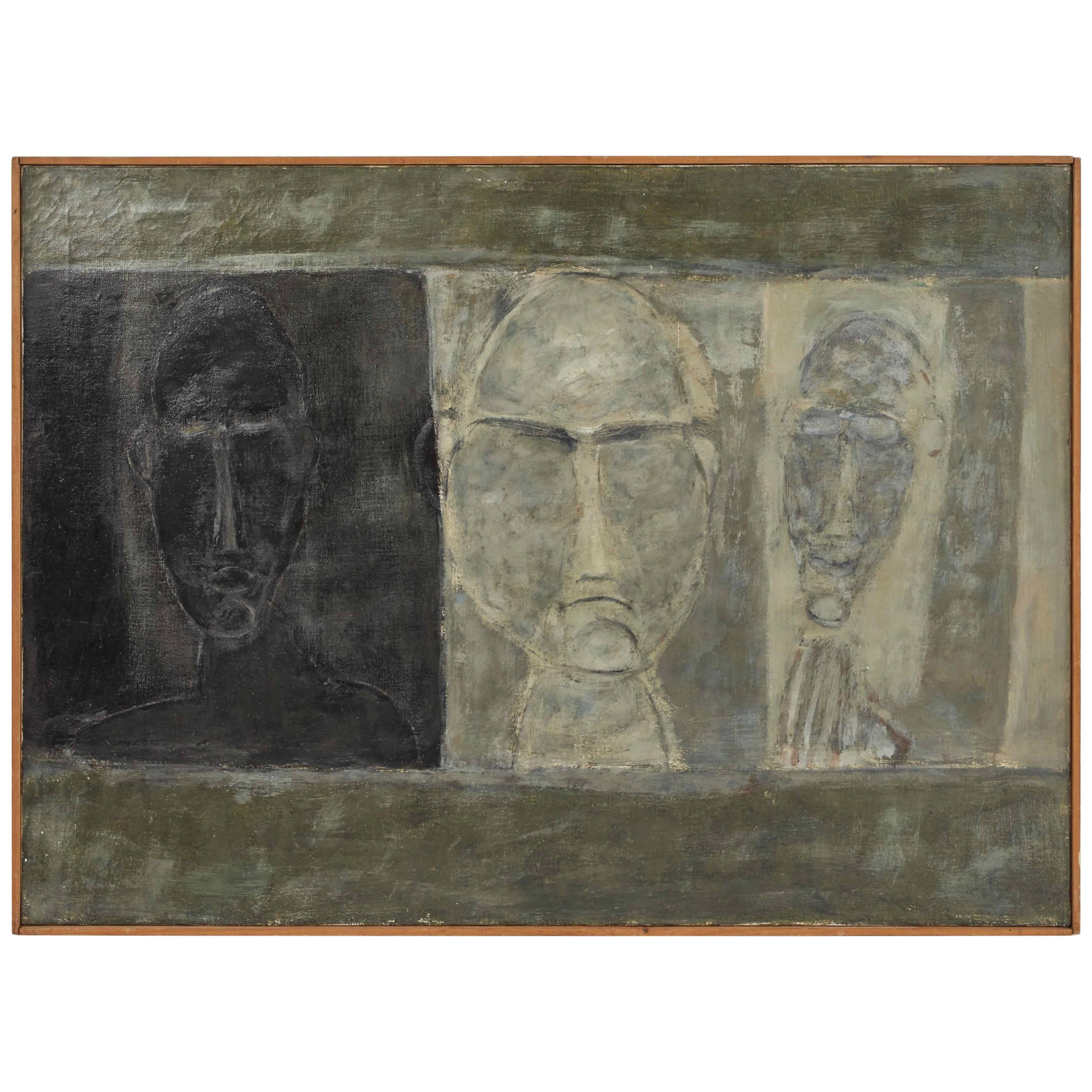 Oil Painting of Busts from France Circa 1950