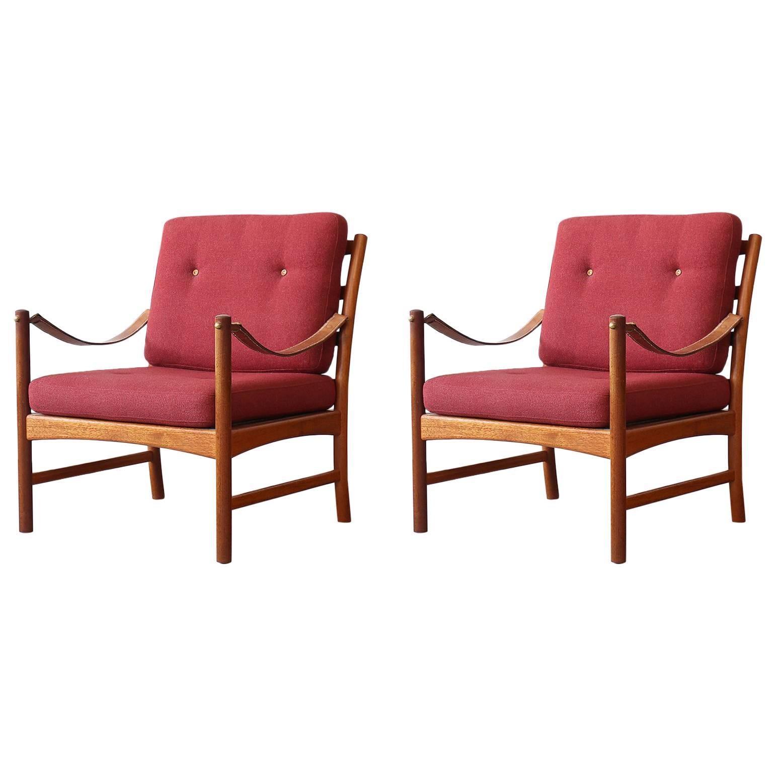 Ejner Larsen & Aksel Bender-Madsen Willy Beck Mahogany Easy Chairs Danish Modern For Sale