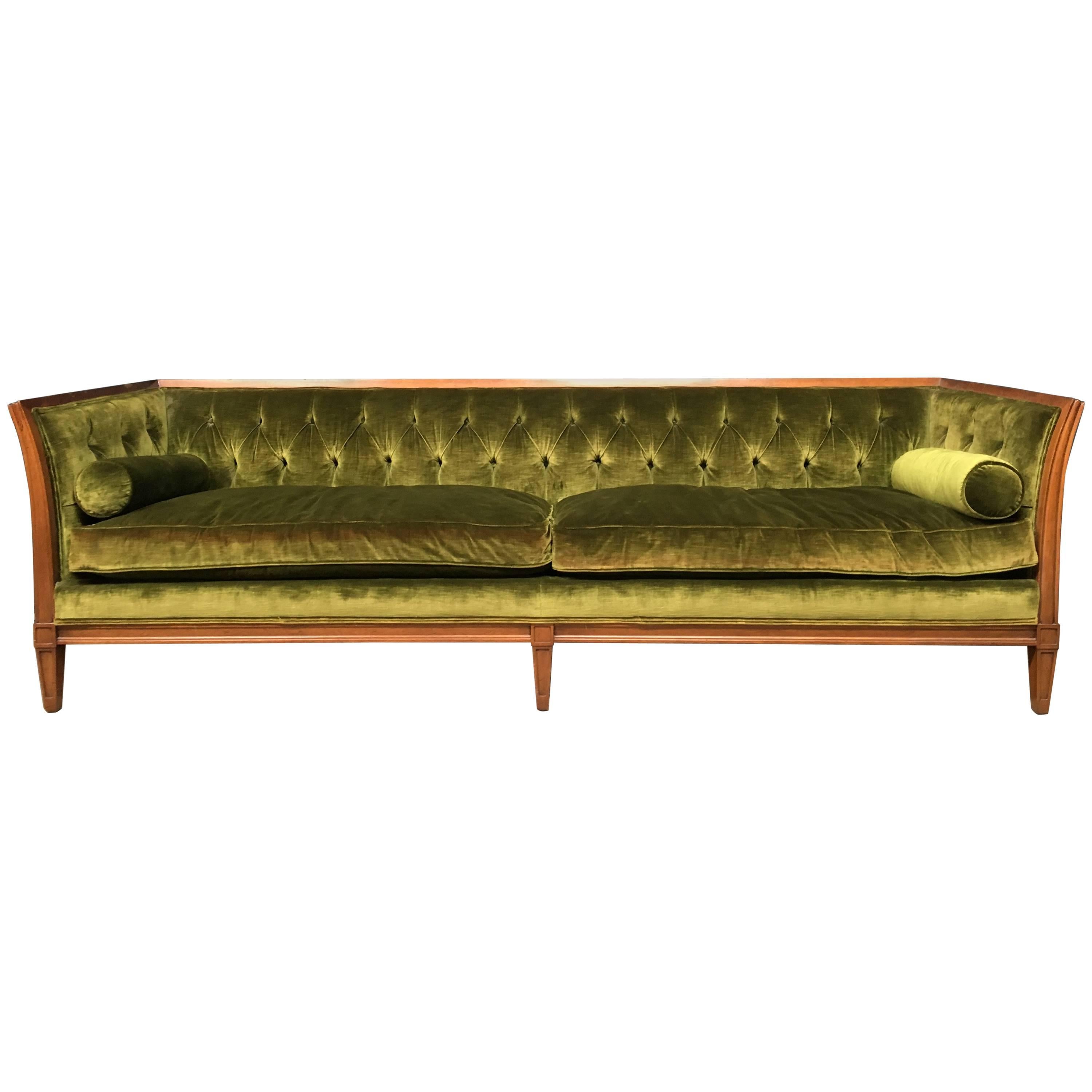 Antique French Velvet Chesterfield Sofa 