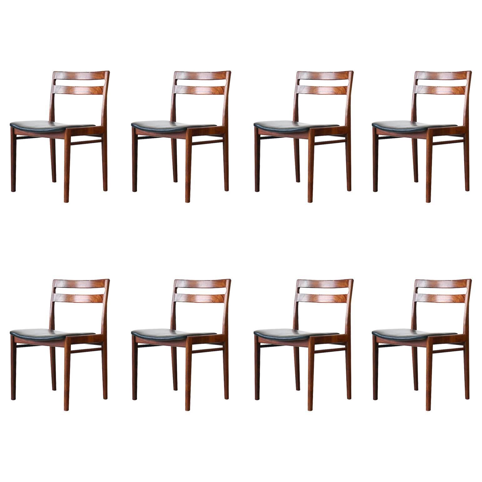 Set of Eight Henry Rosengren Hansen Brande Rosewood Dining Chairs Danish Modern